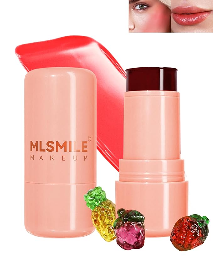 Makeup Jelly Tint,Cooling Water Jelly Tint Coral Blush Stick, Sheer Lip & Cheek Tint Stain, Long Lasting Waterproof Jelly Blush Lip Gloss, Vivid Color, Non-Sticky, Buildable Tinted Jelly Lip Stains-02