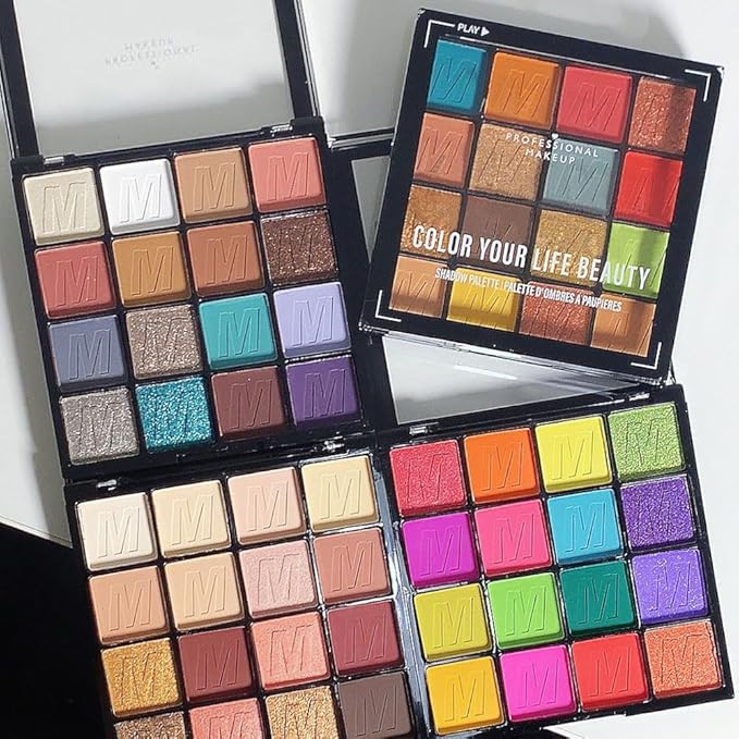 16 Colors Nude Champagne Gold Glitter Matte Shimmer Eyeshadow Palette for Eye Makeup,High Pigmented Brown Eye Shadow Primers Powder Palet de sombras de ojos