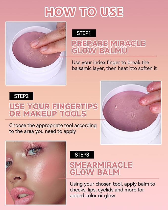 Multi Glow Balm,Miracle Glow Balm Tinted Face Creamy Blush for Women Cheek Lip Eye,Hydrating Lightweight & Blendable Color,Shimmer Blusher Facial Makeup, Mother's Day Gift for Women-04 Pink Camellia
