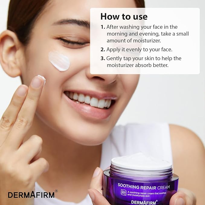 Dermafirm Soothing Repair Hydrating Face Cream R4 | Daily Face Moisturizer Facial Lotion with Eucalyptus, Peptide and Collagen | Gentle for All Skin Types No Animal Trials No Paraben 1.69 fl oz