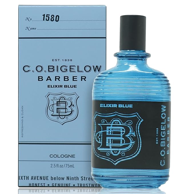 C.O. Bigelow - Elixir Blue - No. 1580, 2.5 fl oz, Cologne for Men, Lavender & Rosemary Long Lasting Mens Cologne, Fresh, Refined, Masculine Perfumes for Men