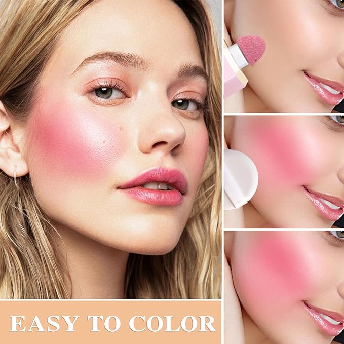 Cream Blush Stick with Brush,Waterproof Multi Cream Blush Skin C4