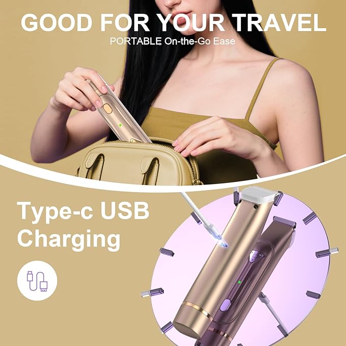 Dermave Bikini Shaver - Bikini Trimmer for Women, Waterproof Dual Head Shaver (Gold)