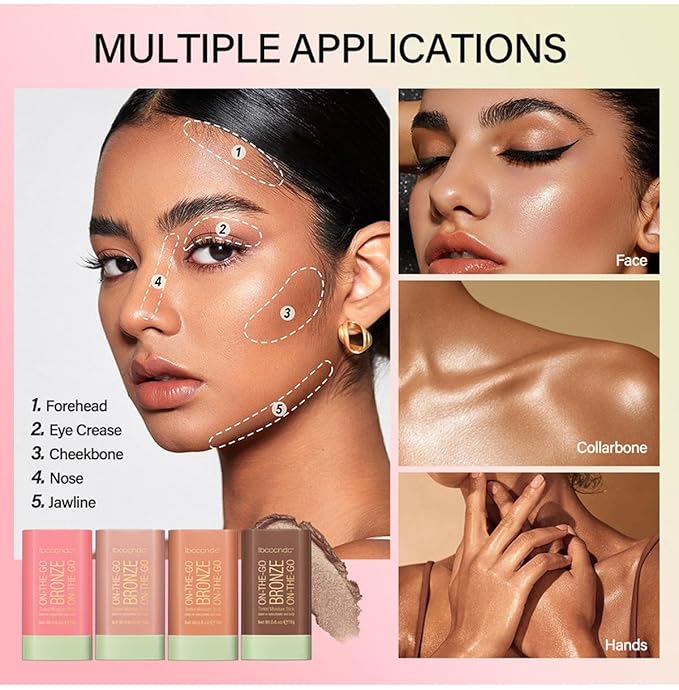 Cream Contour Stick,Bronzer Contouring Stick Facial Cream Highlight 04-Beach Glow