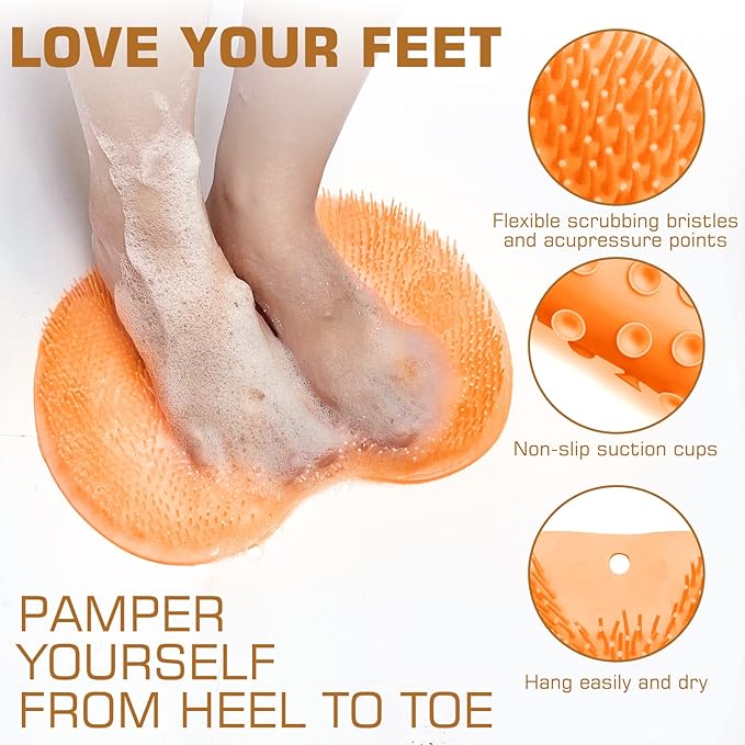 Shower foot scrubber mat back