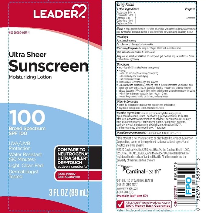 Leader Travel Sunscreen SPF 100+, Ultra Sheer Dry-Touch Water Resistant and Non-Greasy Lotion with Broad Spectrum SPF 100+, 3 Fl Oz (2)