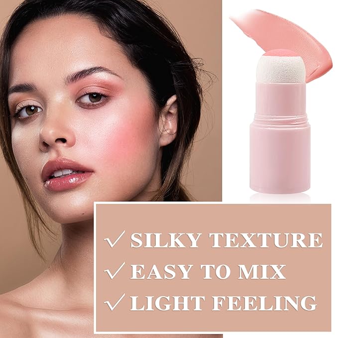 Cream Blush Stick with Brush,Waterproof Multi Cream Blush Skin K3