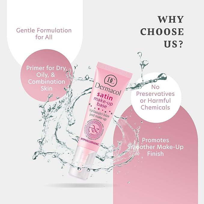 Dermacol - Satin Makeup Base, Matte Face Primer No Preservatives, 10 mL