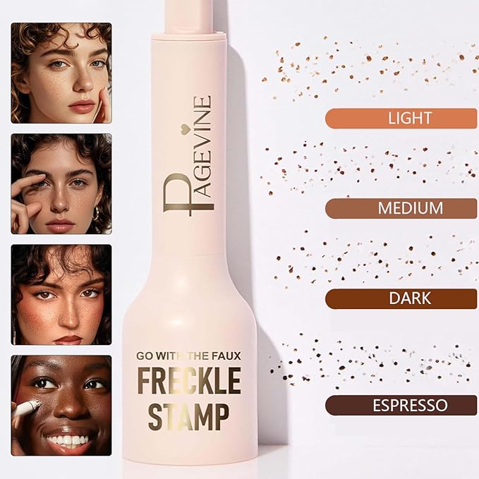 Freckle Stamp Pen, Waterproof Fake Freckles Makeup Tool, Upgrade Liquid Faux Freckles Pen, Quick-Dry, Long-Lasting, Lifelike, Natural Sunkissed Makeup, with Multi-Prong Precision Stamp Head (Medium)