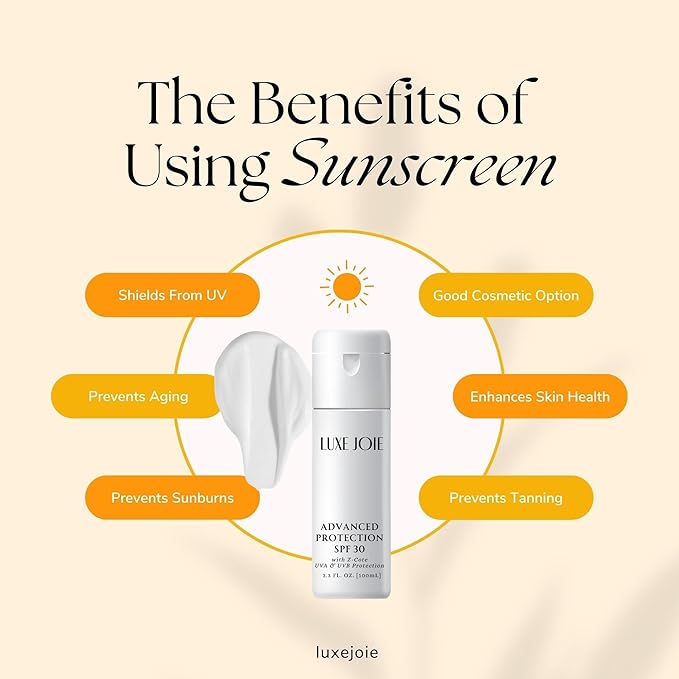 LuxeJoie Advanced Protection SPF 30 with Z-Cote UVA & UVB Protection Sunscreen with Zinc Oxide 3.3 Oz