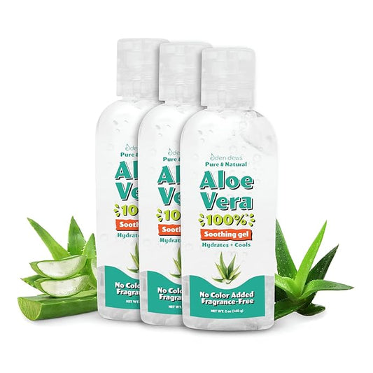 Aloe Vera Gel - 100% Pure & Natural, Hydrating, Moisturizing, Radiant Skin, Softening, Soothing, 2 oz (Pack of 3)