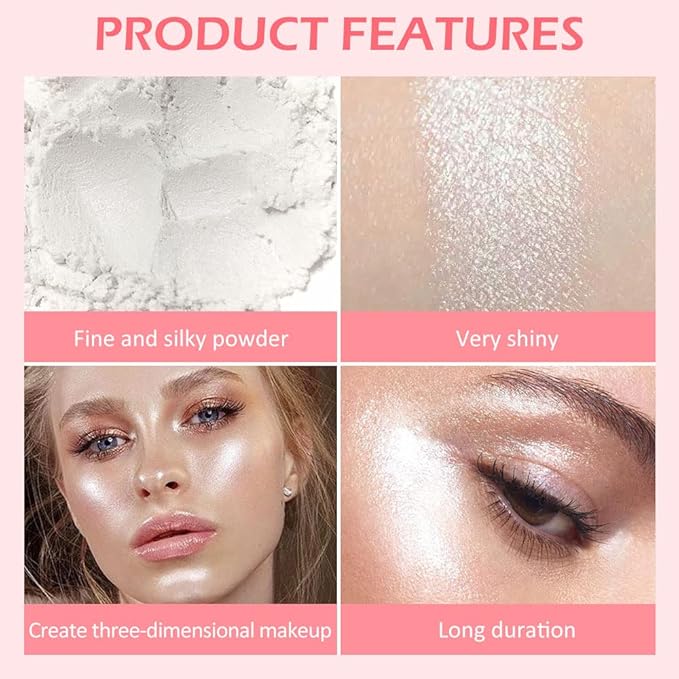 evpct 1Pcs Glitter Highlighter Powder Stick Make up Puff Fairy Stick Peal White Shimmer Glitter Face Body Liquid Highlighter makeup illuminators de maquillaje polvo traslucido maquillaje para mujer 01