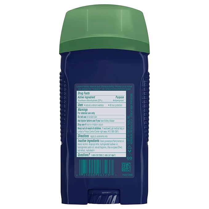 Tom's of Maine Antiperspirant Deodorant for Men, North Woods, 2.8 oz, Pack of 3 (Packaging May Vary)