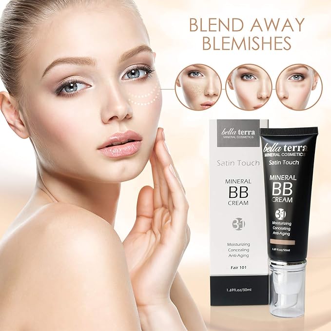 Bellaterra Cosmetics BB Cream – Tinted Moisturizer & Mineral Foundation Makeup, Fair 101 – Lightweight, Oil-Free, Buildable Coverage, Matte Finish, Anti-Aging Concealer, Clean Beauty, 1.69 oz