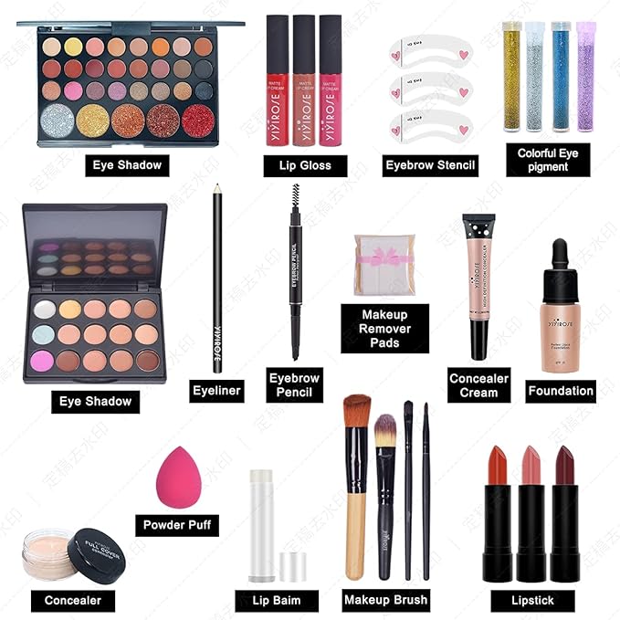 Makeup Sets For Women Brush Sets(Eyeshadow,Primer,Concealer,lipstick,lipgloss,Eyeliner,Eyebrow,Makeup