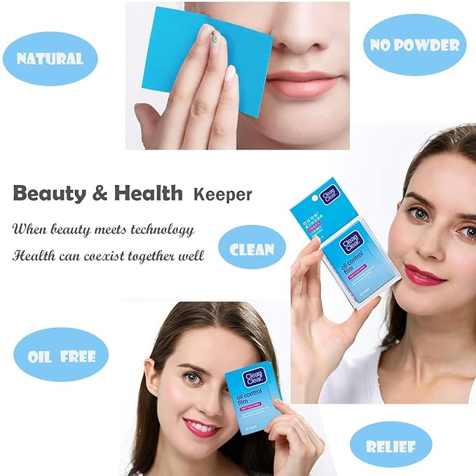 Premium Oil Control Film,Same Series with Clean&Clear Oil Absorbing Sheets,180Sheets/3Pack Larger Oil Blotting Sheets for Face,Makeup Friendly High-performance Handy Face Blotting Paper for Oily Skin
