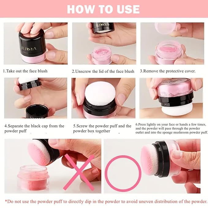 ROUSE Face Blush Powder Makeup Soft Mushroom Blush (Peach Color)