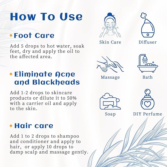 HIQILI Tea Tree Oil for Skin, Hair Restoration, Added to Shampoo, Body Wash, Foot Soak Use - 16 Fl Oz