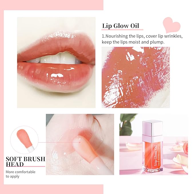 2pcs Hydrating Lip Glow Oil Set Tinted Plumping Hydrating