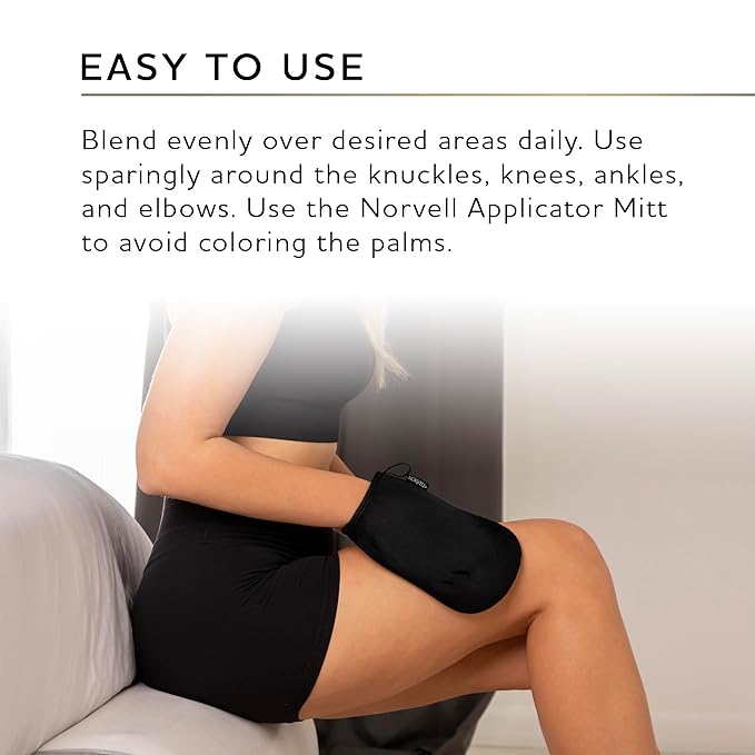 Norvell Tanning Bundle: Self Tan Extender Lotion, 8,5 fl. oz. + Streak Free Tan Applicator Mitt - Premium After Tanning Lotion Moisturizer and Washable Mitt for Flawless Results