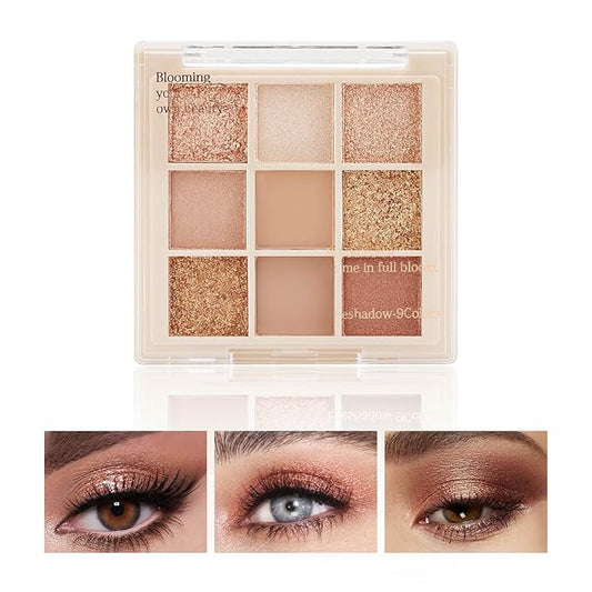 Boobeen Nude Eyeshadow Palette - Matte and Shimmer Makeup, Highly Pigmented Creamy Eye Shadow Powder, Create a Neutral Eye Look, Long Wearing