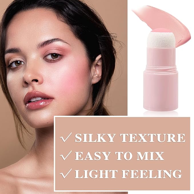 Cream Blush Stick with Brush,Waterproof Multi Cream Blush Skin K2