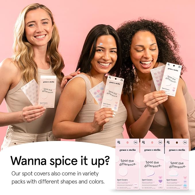 grace & stella Award Winning Pore Strip Pimple Patches for Face - Hydrocolloid Acne Patches for Shrinking Zits, Whiteheads - Spot Stickers - Dermatologist-Tested, Vegan (Invisible, 72 Count)