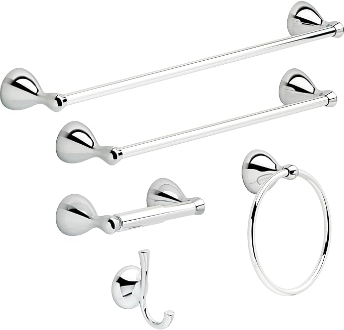 Delta Foundations (1-Pack) Hand Towel Holder Polished Chrome Towel Racks for Bathroom Wall Round Towel Ring Holder for Bath Towel Hanger for Kitchen, Bathroom Accessories FNDS46-PC