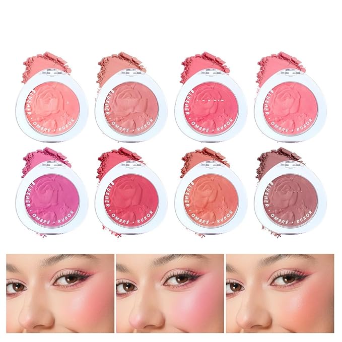 MAEPEOR Matte Face Blush 8 Colors Lightweight Natural Look Face Blush Long-Lasting and Highly Pigmented Powder Blush for Cheeks (Color 02)