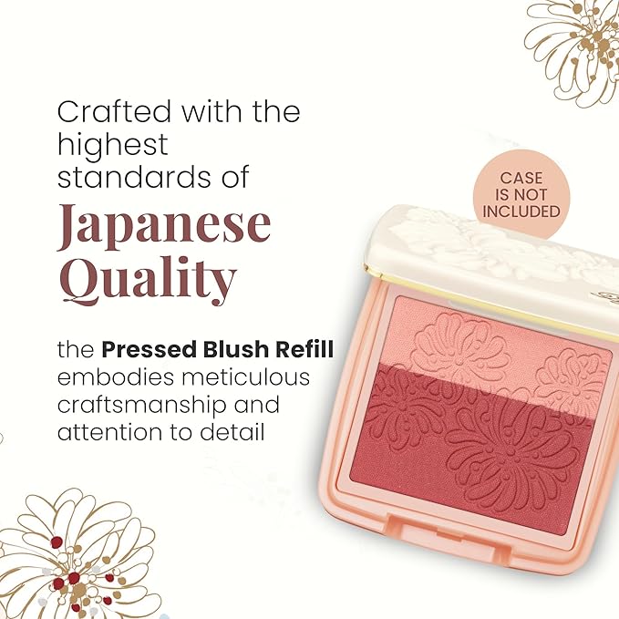 Paul & Joe Pressed Blush Palette Refill Only, Case Sold Separately, Oil-Absorbing Blush Powder, Bi-Color Face Blushes with Fitting Veil Powder, Light Beige and Rose, 05 Boite A Musique, 0.17 oz