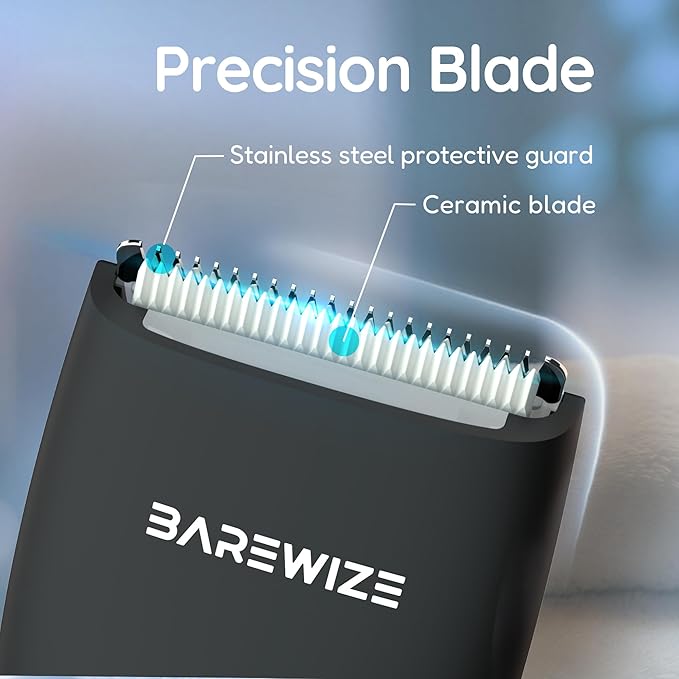 Body Hair & Pubic Hair Trimmer for Men | Waterproof, USB-C Rechargeable, LED Light, Replaceable Ceramic Blade, Electric Ball Shavers, Manscape Kit, Mens Personal Groomer (Raven Black)