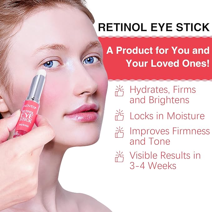 Retinol Eye Stick,Collagen Retinol Eye Cream for Dark Circles and Puffiness, Under Eye Cream Anti Aging, Eye Brightener Stick for Wrinkles Eye Balm Reduces Fine Lines(#1-Retinol Eye Stick)