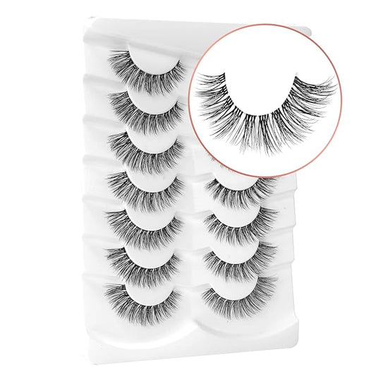 Onlyall Natural Eyelashes Mink False Eyelashes Natural Wispy Lashes Soft Clear Band Lashes Fluffy False Lashes 14MM A11