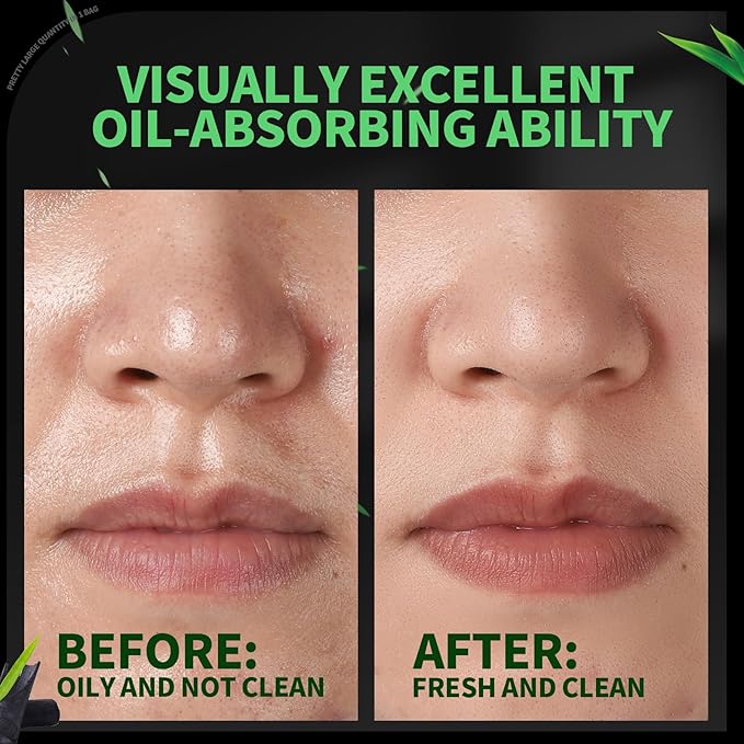 Blotting Paper for Oily Skin, Natural Bamboo Charcoal 200 Counts