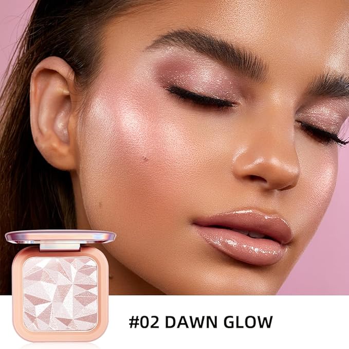 ELESSY Highlighter Makeup Palette Glitter Pink Highlighter Palette Tones-DAWN GLOW