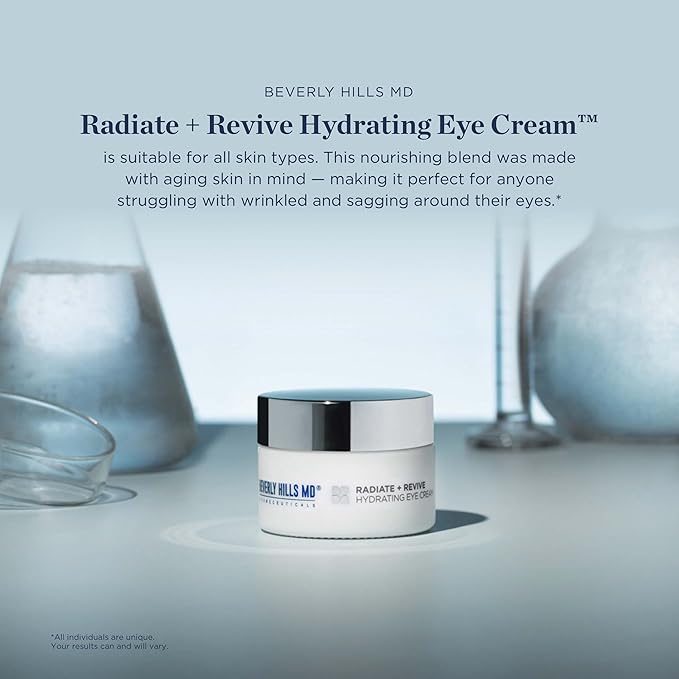 Radiate + Revive Hydrating Eye Cream- Rejuvenate Tired Eyes w/Algae to help Sagging, Hollowing, & Wrinkles- Lift Eyes, Firm Skin, Plump Complexion w/Antioxidants and Pearl Powder