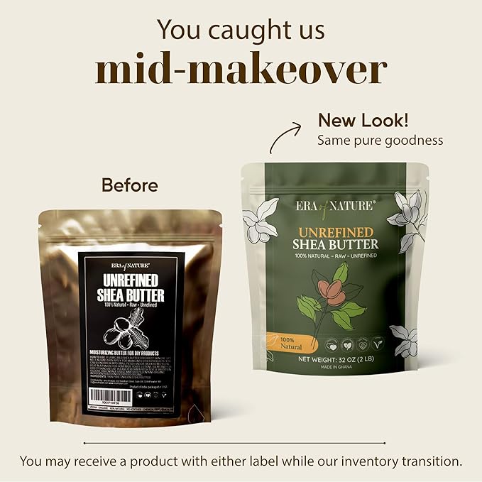 era of nature Organic Unrefined Raw African Ivory White Shea Butter 32oz - Moisturizing Raw Shea Butter Bar for Skin & Hair, DIY Lip Balm Base, Cream, Soap & Lotion Making Supplies Kit, Skincare