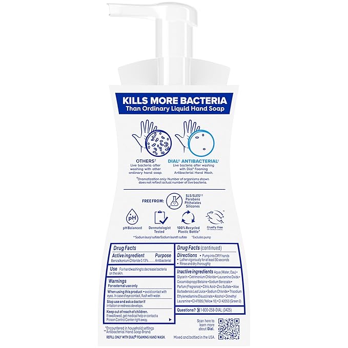 Dial Antibacterial Foaming Hand Wash, Fresh Pear, 7.5 fl oz Pack of 6)