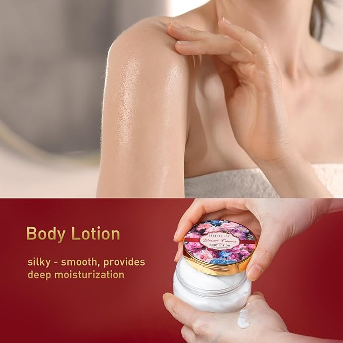 Spa Gift Basket for Women, ROSE & JASMINE Friendship Gifts Women, Tote Bag, Shower Gel, Hand & Body Cream, Hitrees Bath Gift Set for Her, Mom, Mothers Day