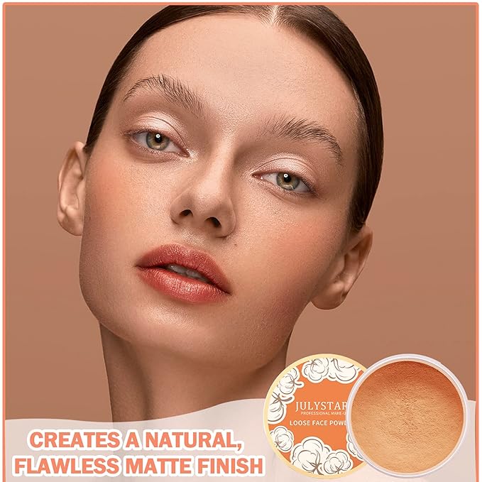 Setting Powder Loose Face Powder Matte Soft Smooth Oil Control Long Lasting Loose Setting Powder Makeup For Natural Flawless #03 Dark Skin Tone