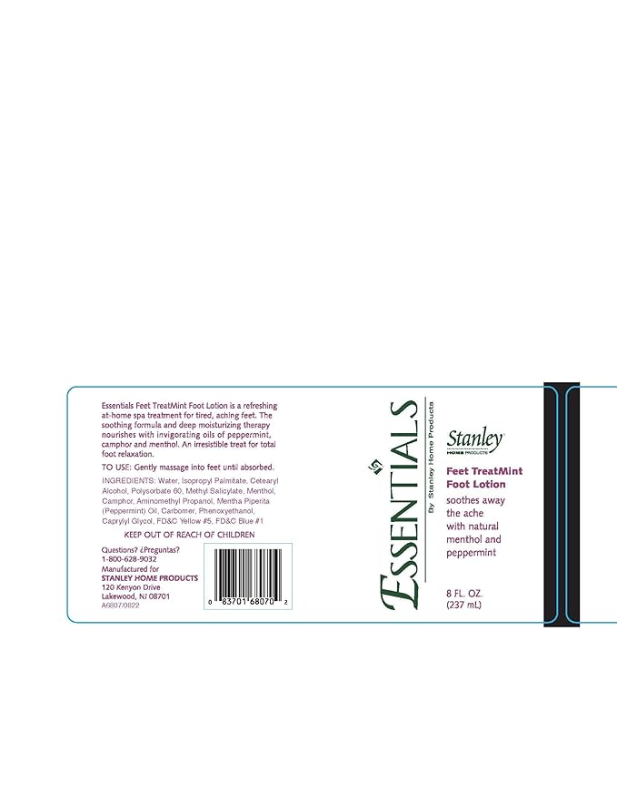 Stanley Essentials Feet TreatMint Foot Lotion 8oz – Moisturizing Foot Cream with Natural Peppermint – Relaxation For Men & Women