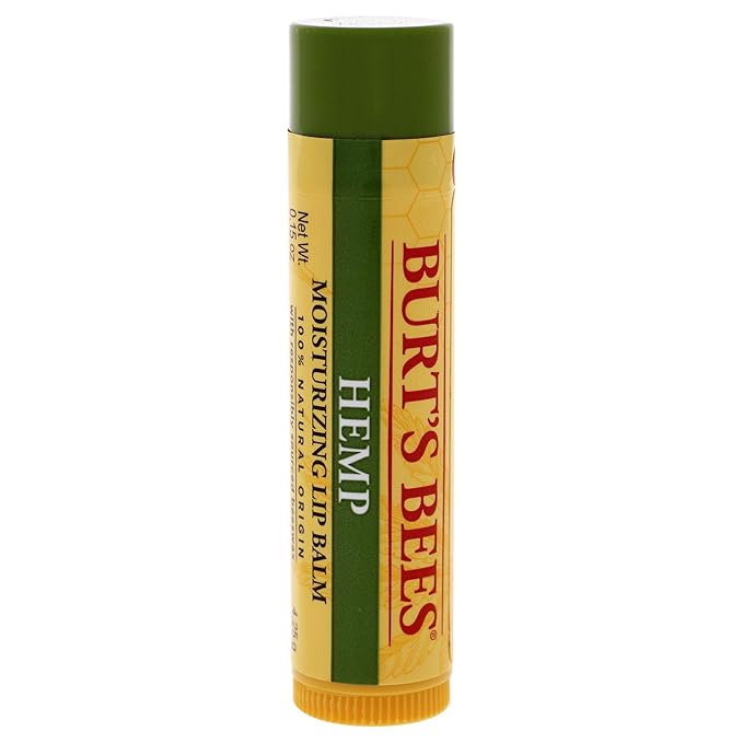 Burts Bees 100% Natural Origin Moisturizing Lip Balm, Hemp with Beeswax, 0.15 Oz