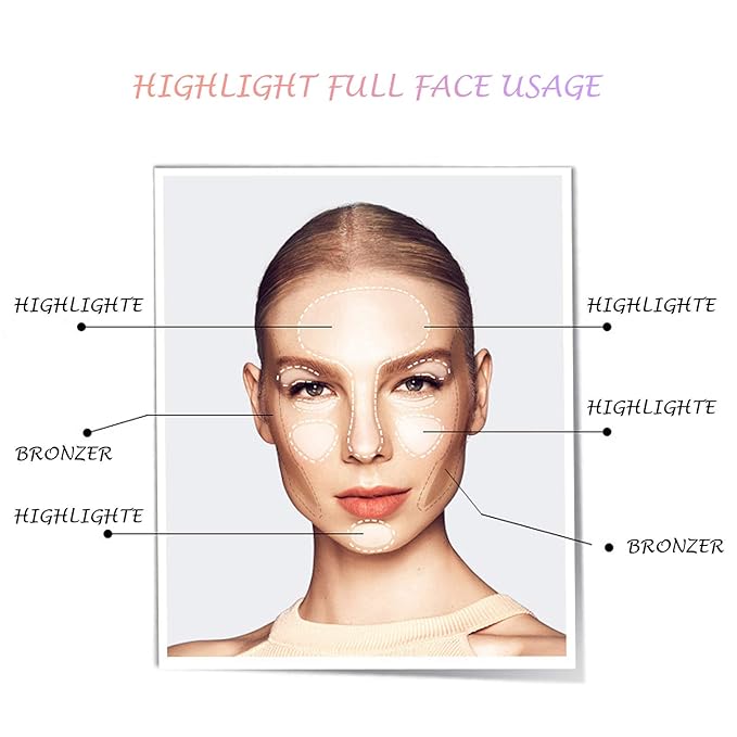 Highlighter Makeup Palette Shimmer Contour Palette Powder for Brighten Face Contour Gold Cheek Highlight Makeup, Long Lasting Highlighter Powder with Mirror for Illuminator Makeup (PINK GOLD)