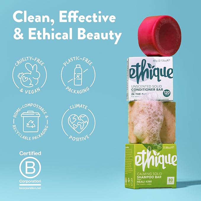 Ethique Rice Shampoo Bar for Dry and Damaged Hair - Sorbet |Paraben Free, Sulfate Free, Vegan, Cruely Free, 3.88 oz