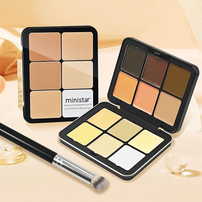 12 Colors Cream [Contour+Concealer] Makeup Palette for Cheeks - Multi-functional Makeup Palette with Brush, Natural Matte Long Wearing, Waterproof Blendable Face Makeup Palette (#03)