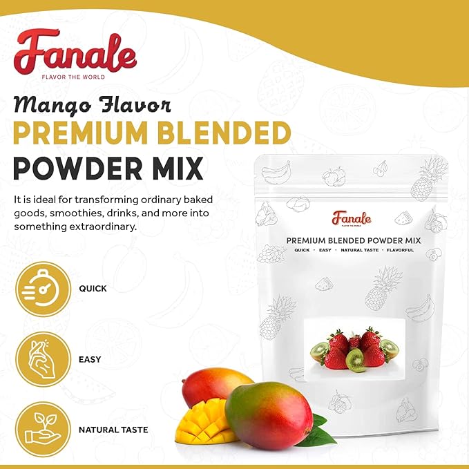 Fanale Premium Mango Bubble Tea Flavoring Powder | Perfect for Baking, Smoothies, Desserts and Drinks | Instant Flavoring Powder for Boba Milk Tea - 2.2 Pounds (Pack of 20).