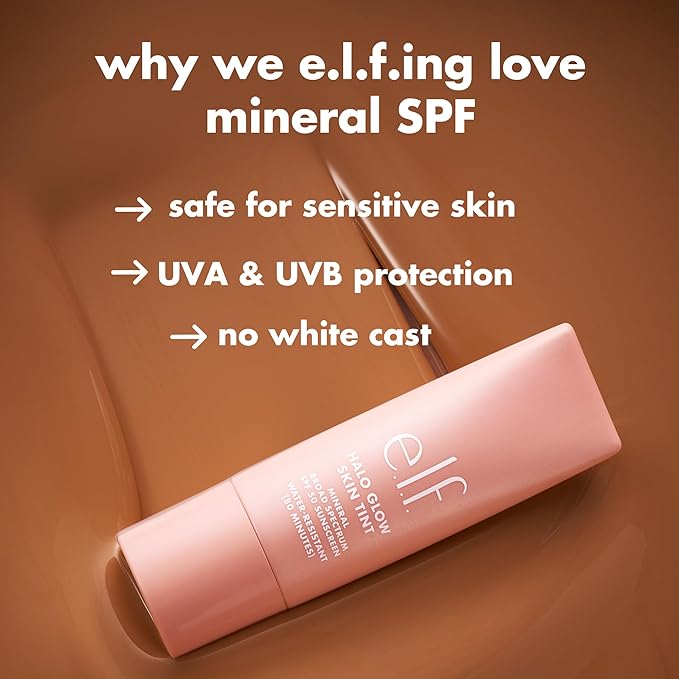 e.l.f. Halo Glow Skin Tint SPF 50, Tinted Moisturizer For Light, Buildable Coverage, Creates A Natural Glow, Vegan & Cruelty-Free, 5 Light Warm