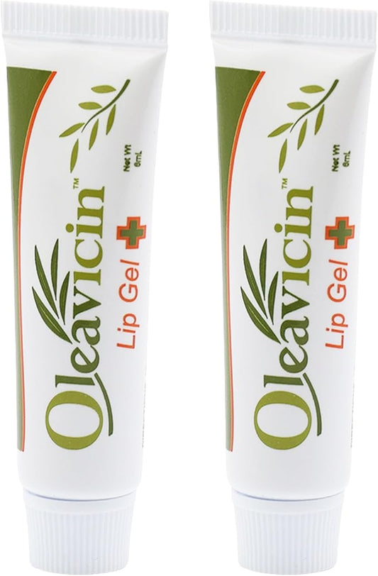 Lip Gel – Natural Cold Sore & Fever Blister Treatment with Organic Olive Leaf – Fast-Acting Relief – 1.3oz (3.8) - 2 Pack