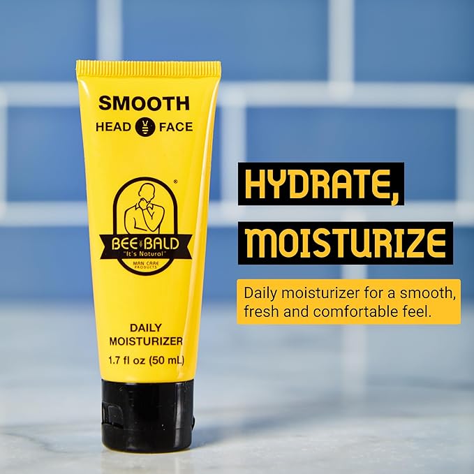 Bee Bald SMOOTH Daily Moisturizer Hydrates & Tones Away Fine Lines, Wrinkles and Dry Patches; Helps Control Oil & Shine to Feel Cool, Fresh and Comfortable, 1.7 Fl Oz