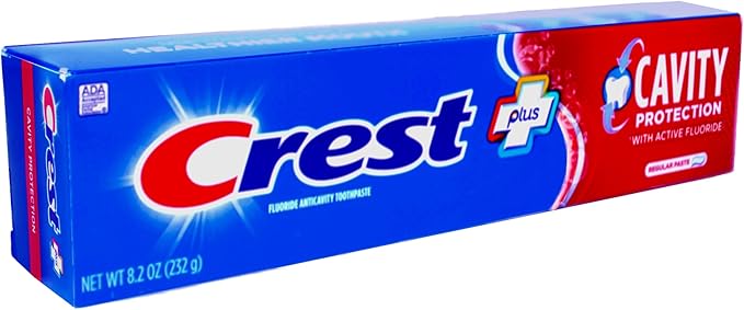 Crest Fluoride Cavity Protection Toothpaste 8.2 Ounce Regular Paste, Bulk Toothpaste, Prevents Cavities Before They Start (4 Pack)